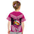 Personalised Tonga Christmas Kid T Shirt Tongan Coat of Arms Santa With Ngatu Pattern Christmas Pink Style LT03 - Polynesian Pride