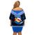 Tonga Christmas Family Matching Off Shoulder Short Dress and Hawaiian Shirt Tongan Coat of Arms Santa With Ngatu Pattern Christmas Blue Style LT03 - Polynesian Pride