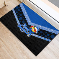 Tonga Christmas Rubber Doormat Tongan Coat of Arms Santa With Ngatu Pattern Christmas Blue Style LT03 - Polynesian Pride