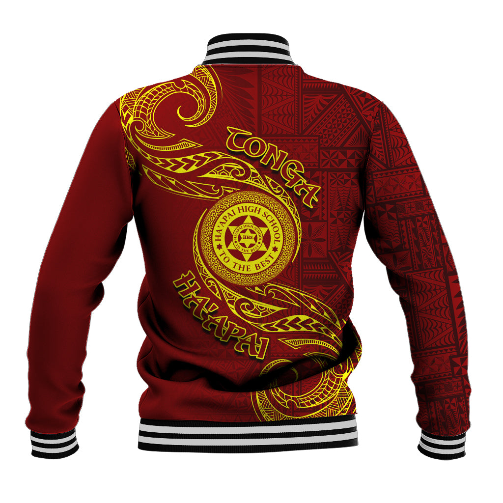 Tonga Ha'apai High School Baseball Jacket Ngatu and Maori Ethnic Tribal Pattern LT03 - Polynesian Pride