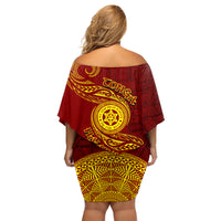 Tonga Ha'apai High School Family Matching Off Shoulder Short Dress and Hawaiian Shirt Ngatu and Maori Ethnic Tribal Pattern LT03 - Polynesian Pride
