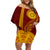 Tonga Ha'apai High School Off Shoulder Short Dress Ngatu and Maori Ethnic Tribal Pattern LT03 Women Red - Polynesian Pride