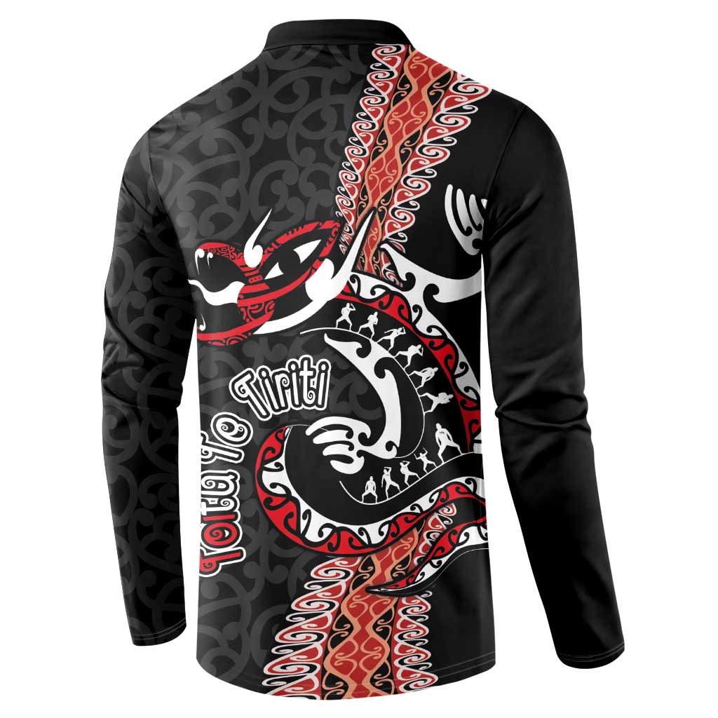 Aotearoa Toitu Te Tiriti Button Sweatshirt Maori Taniwha Haka - Honour the Treaty LT03
