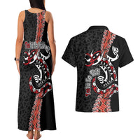 Aotearoa Toitu Te Tiriti Couples Matching Tank Maxi Dress and Hawaiian Shirt Maori Taniwha Haka - Honour the Treaty LT03