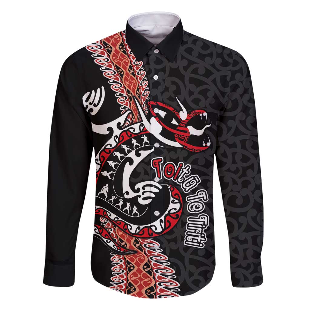 Aotearoa Toitu Te Tiriti Family Matching Long Sleeve Bodycon Dress and Hawaiian Shirt Maori Taniwha Haka - Honour the Treaty LT03