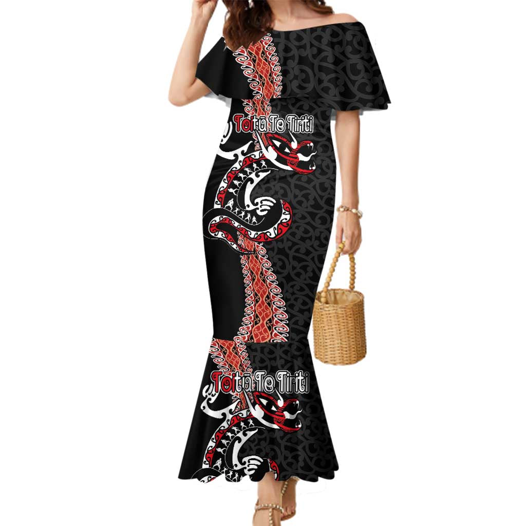 Aotearoa Toitu Te Tiriti Family Matching Mermaid Dress and Hawaiian Shirt Maori Taniwha Haka - Honour the Treaty LT03