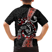 Aotearoa Toitu Te Tiriti Family Matching Off Shoulder Maxi Dress and Hawaiian Shirt Maori Taniwha Haka - Honour the Treaty LT03 - Polynesian Pride