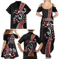 Aotearoa Toitu Te Tiriti Family Matching Summer Maxi Dress and Hawaiian Shirt Maori Taniwha Haka - Honour the Treaty LT03 - Polynesian Pride
