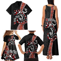 Aotearoa Toitu Te Tiriti Family Matching Tank Maxi Dress and Hawaiian Shirt Maori Taniwha Haka - Honour the Treaty LT03
