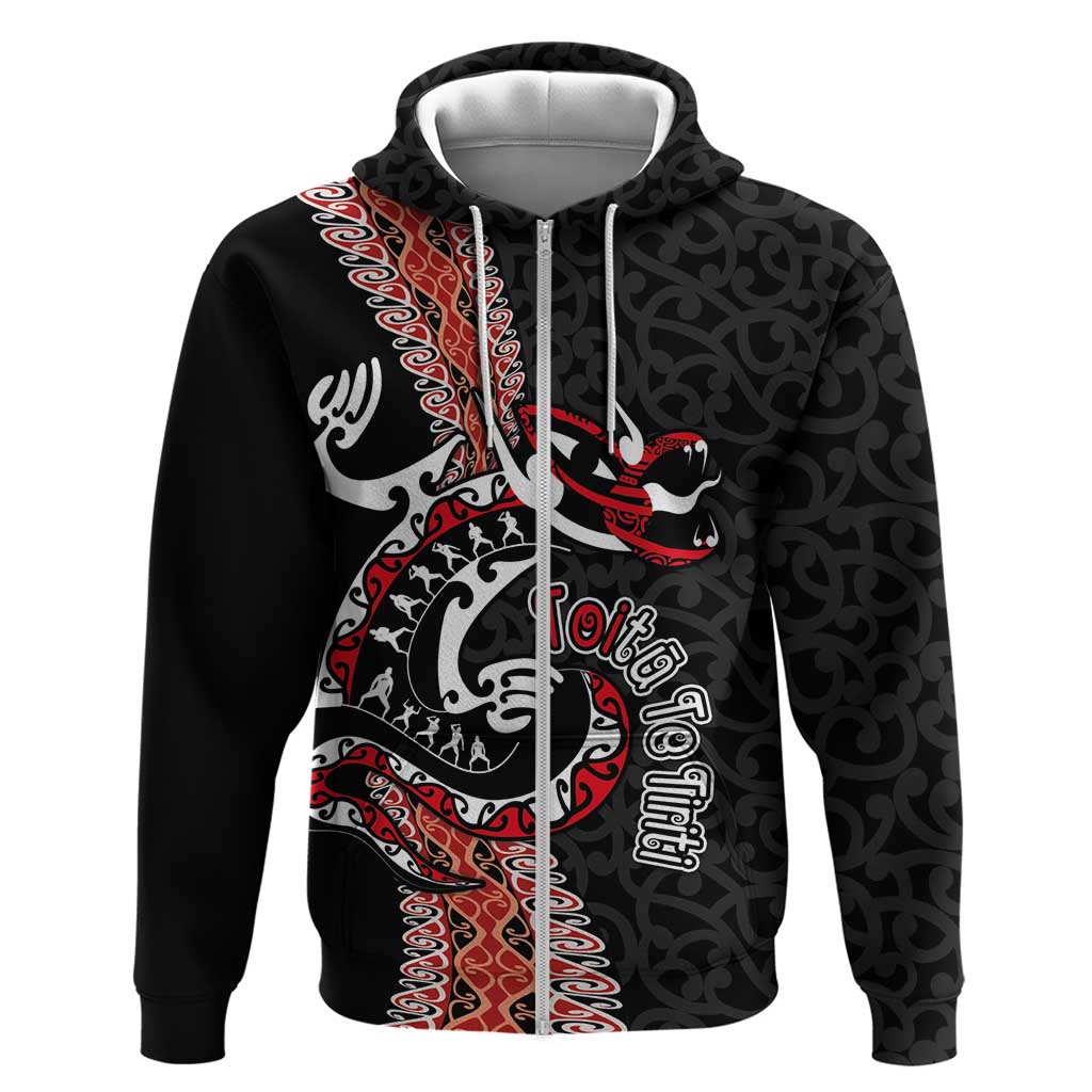 Aotearoa Toitu Te Tiriti Hoodie Maori Taniwha Haka - Honour the Treaty LT03