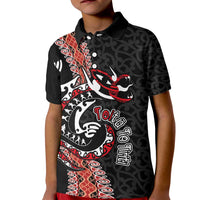 Aotearoa Toitu Te Tiriti Kid Polo Shirt Maori Taniwha Haka - Honour the Treaty LT03 Kid Black - Polynesian Pride