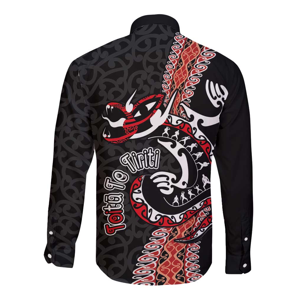 Aotearoa Toitu Te Tiriti Long Sleeve Button Shirt Maori Taniwha Haka - Honour the Treaty LT03