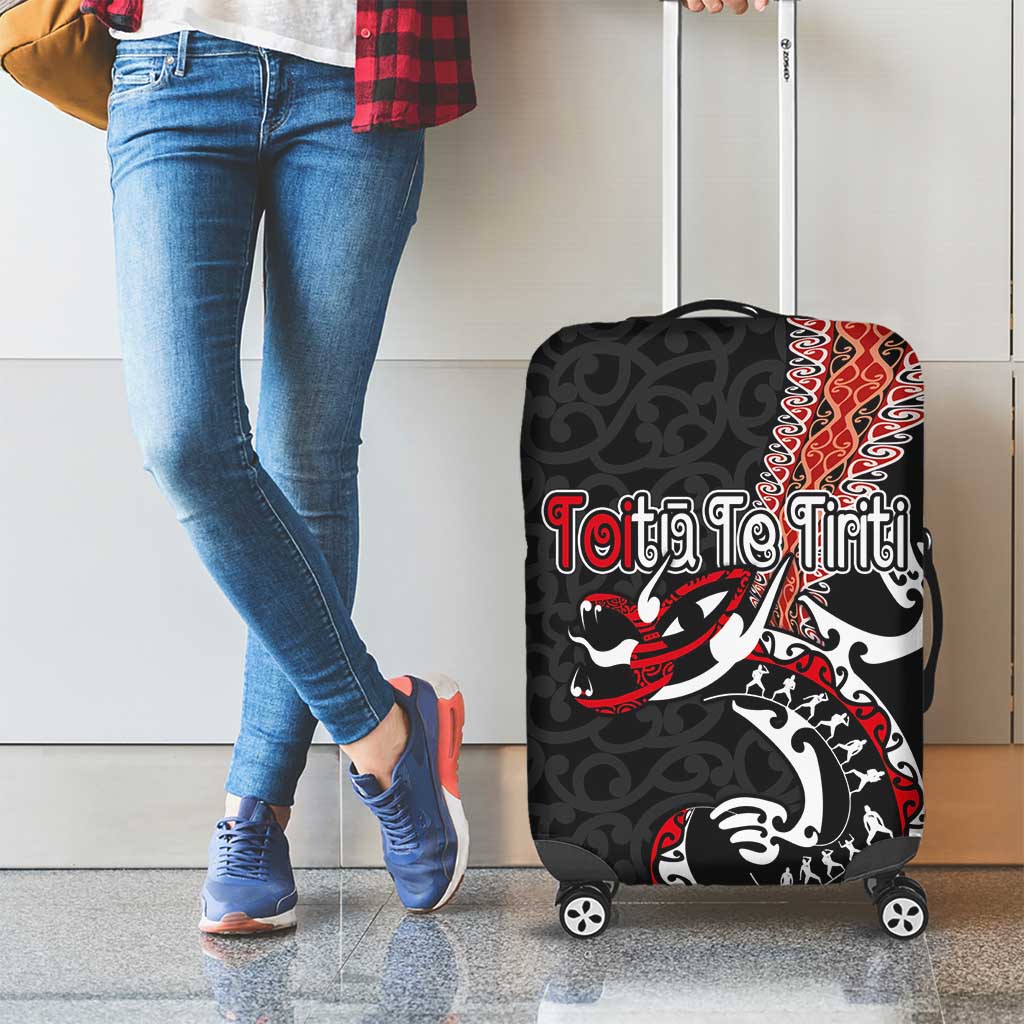 Aotearoa Toitu Te Tiriti Luggage Cover Maori Taniwha Haka - Honour the Treaty LT03 - Polynesian Pride