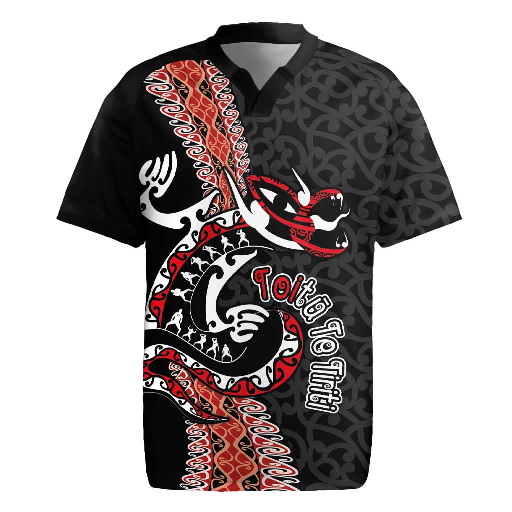 Aotearoa Toitu Te Tiriti Rugby Jersey Maori Taniwha Haka - Honour the Treaty LT03