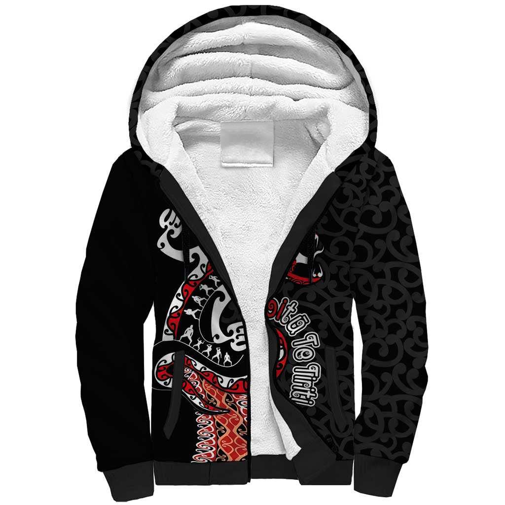 Aotearoa Toitu Te Tiriti Sherpa Hoodie Maori Taniwha Haka - Honour the Treaty LT03