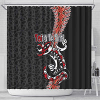 Aotearoa Toitu Te Tiriti Shower Curtain Maori Taniwha Haka - Honour the Treaty LT03