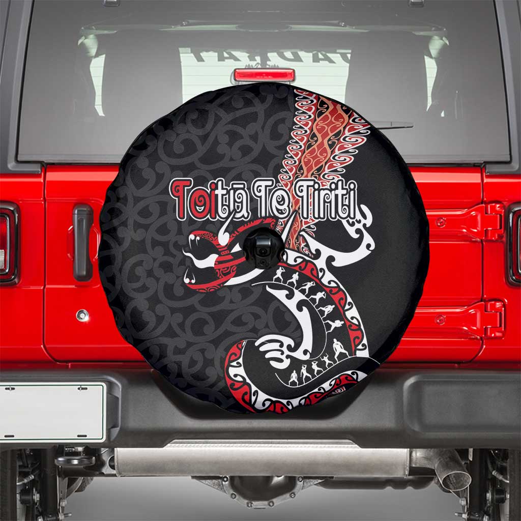 Aotearoa Toitu Te Tiriti Spare Tire Cover Maori Taniwha Haka - Honour the Treaty LT03