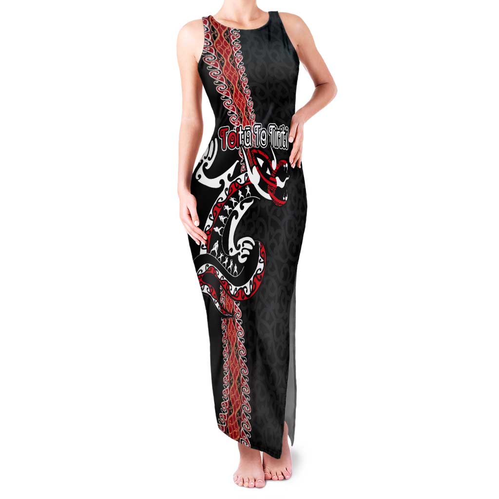 Aotearoa Toitu Te Tiriti Tank Maxi Dress Maori Taniwha Haka - Honour the Treaty