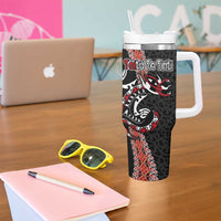 Aotearoa Toitu Te Tiriti Tumbler With Handle Maori Taniwha Haka - Honour the Treaty