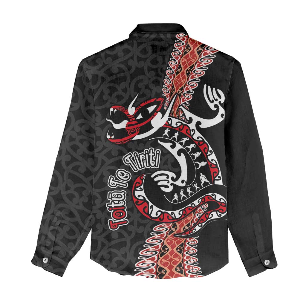 Aotearoa Toitu Te Tiriti Women Casual Shirt Maori Taniwha Haka - Honour the Treaty LT03