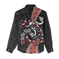 Aotearoa Toitu Te Tiriti Women Casual Shirt Maori Taniwha Haka - Honour the Treaty LT03
