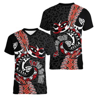 Aotearoa Toitu Te Tiriti Women V-Neck T-Shirt Maori Taniwha Haka - Honour the Treaty LT03 - Polynesian Pride