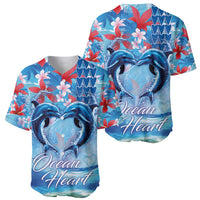 Hawaiian Dolphin Love Couple - Ocean Heart Baseball Jersey