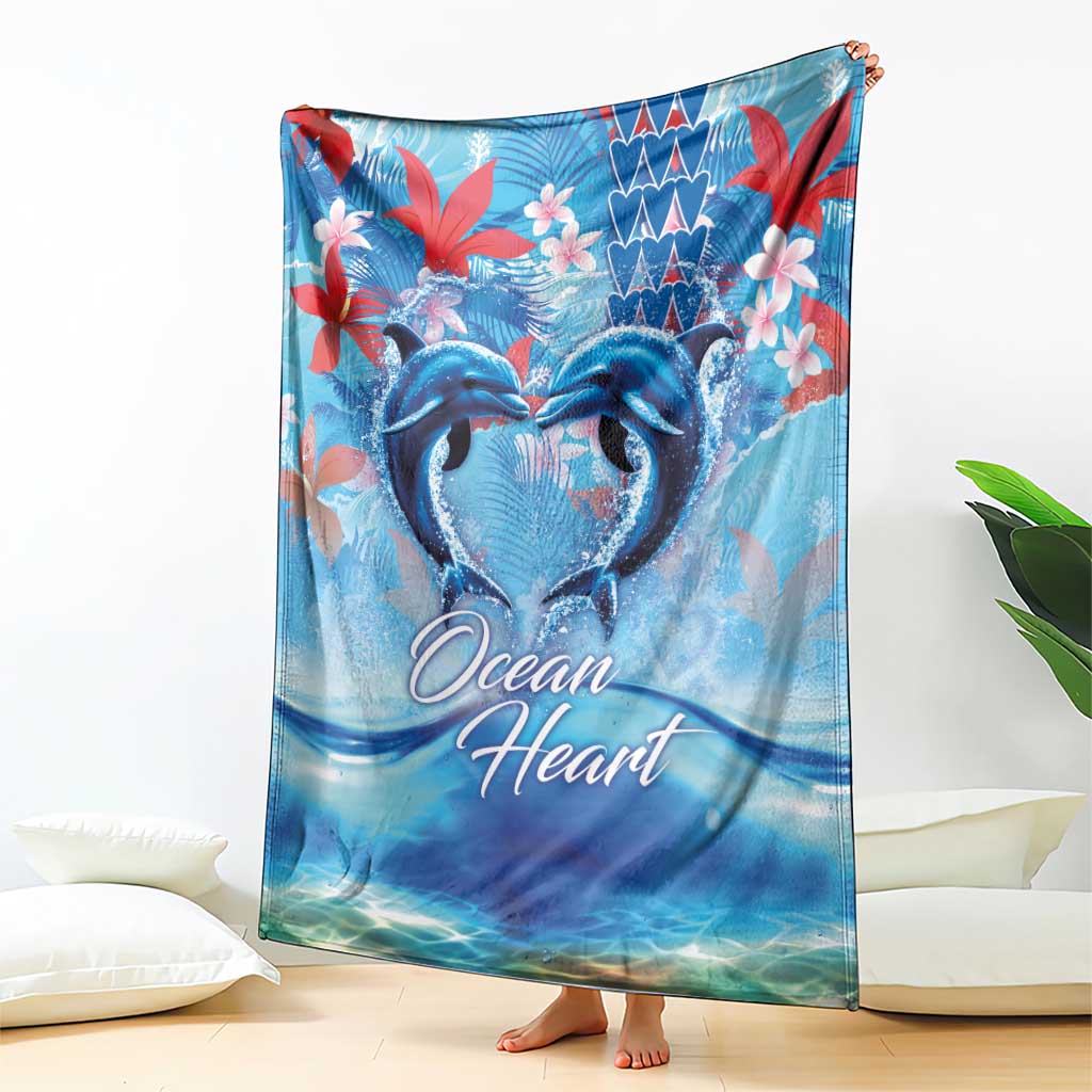 Hawaiian Dolphin Love Couple - Ocean Heart Blanket