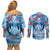 Hawaiian Dolphin Love Couple - Ocean Heart Couples Matching Off Shoulder Short Dress and Long Sleeve Button Shirt