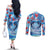 Hawaiian Dolphin Love Couple - Ocean Heart Couples Matching Off The Shoulder Long Sleeve Dress and Long Sleeve Button Shirt