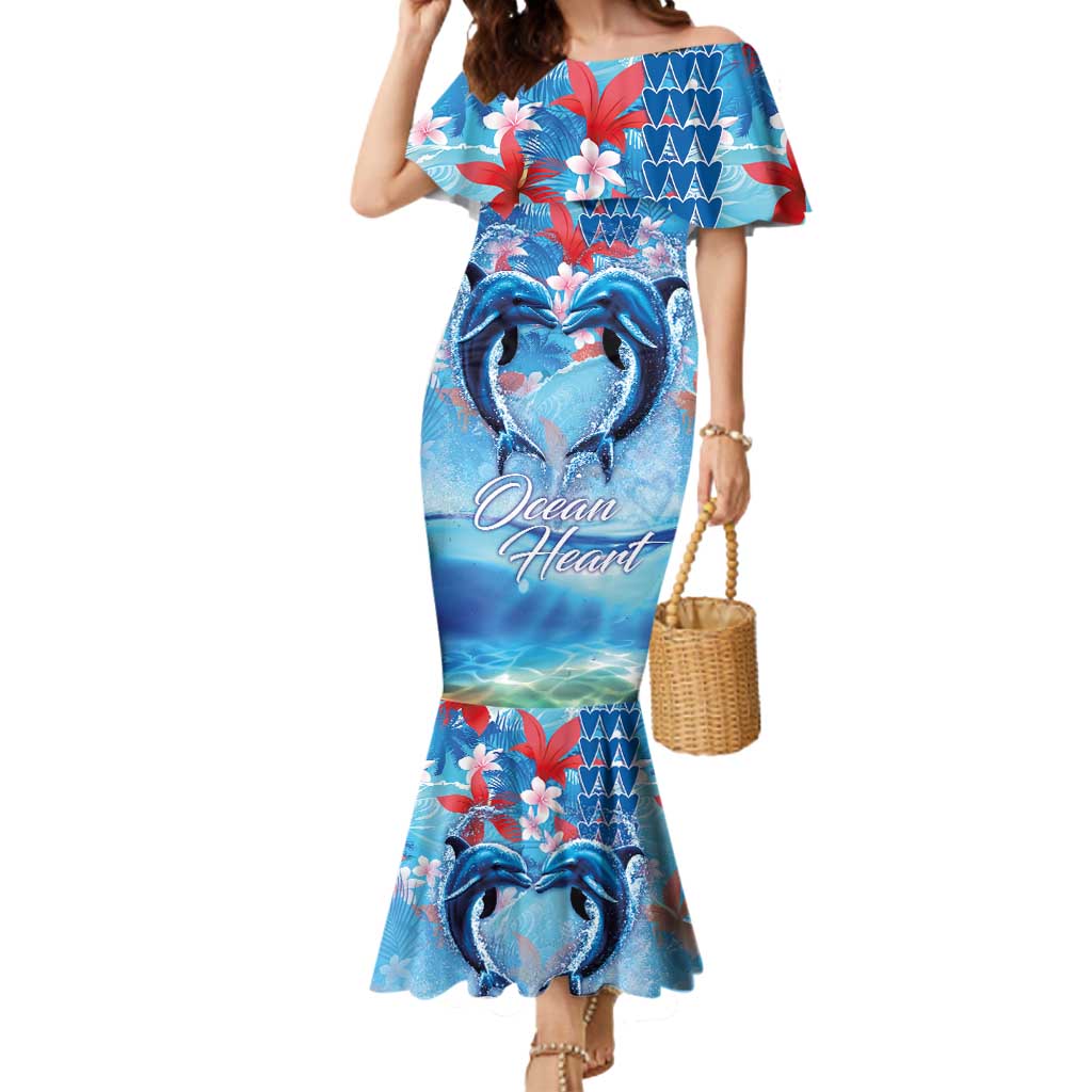 Hawaiian Dolphin Love Couple - Ocean Heart Mermaid Dress