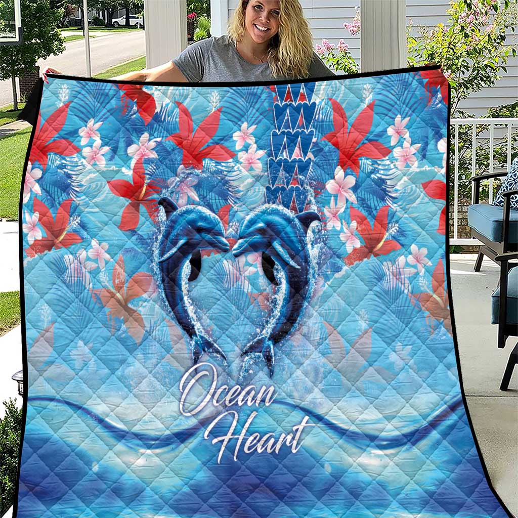 Hawaiian Dolphin Love Couple - Ocean Heart Quilt