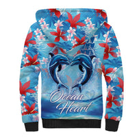 Hawaiian Dolphin Love Couple - Ocean Heart Sherpa Hoodie