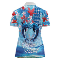 Hawaiian Dolphin Love Couple - Ocean Heart Women Polo Shirt