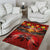 Hawaiian Turtle Love Couple Area Rug Ocean Serenade - Honu Honi Ihu with Hibiscus and Romantic Sunset Red Color