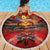 Hawaiian Turtle Love Couple Beach Blanket Ocean Serenade - Honu Honi Ihu with Hibiscus and Romantic Sunset Red Color