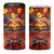 Hawaiian Turtle Love Couple 4 in 1 Can Cooler Tumbler Ocean Serenade - Honu Honi Ihu with Hibiscus and Romantic Sunset Red Color