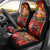 Hawaiian Turtle Love Couple Car Seat Cover Ocean Serenade - Honu Honi Ihu with Hibiscus and Romantic Sunset Red Color