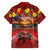 Hawaiian Turtle Love Couple Family Matching Long Sleeve Bodycon Dress and Hawaiian Shirt Ocean Serenade - Honu Honi Ihu with Hibiscus and Romantic Sunset Red Color