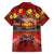 Hawaiian Turtle Love Couple Family Matching Short Sleeve Bodycon Dress and Hawaiian Shirt Ocean Serenade - Honu Honi Ihu with Hibiscus and Romantic Sunset Red Color