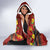 Hawaiian Turtle Love Couple Hooded Blanket Ocean Serenade - Honu Honi Ihu with Hibiscus and Romantic Sunset Red Color