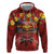 Hawaiian Turtle Love Couple Hoodie Ocean Serenade - Honu Honi Ihu with Hibiscus and Romantic Sunset Red Color