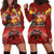 Hawaiian Turtle Love Couple Hoodie Dress Ocean Serenade - Honu Honi Ihu with Hibiscus and Romantic Sunset Red Color