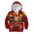 Hawaiian Turtle Love Couple Kid Hoodie Ocean Serenade - Honu Honi Ihu with Hibiscus and Romantic Sunset Red Color