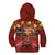 Hawaiian Turtle Love Couple Kid Hoodie Ocean Serenade - Honu Honi Ihu with Hibiscus and Romantic Sunset Red Color