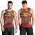 Hawaiian Turtle Love Couple Men Tank Top Ocean Serenade - Honu Honi Ihu with Hibiscus and Romantic Sunset Red Color