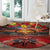 Hawaiian Turtle Love Couple Round Carpet Ocean Serenade - Honu Honi Ihu with Hibiscus and Romantic Sunset Red Color