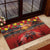 Hawaiian Turtle Love Couple Rubber Doormat Ocean Serenade - Honu Honi Ihu with Hibiscus and Romantic Sunset Red Color