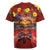 Hawaiian Turtle Love Couple Rugby Jersey Ocean Serenade - Honu Honi Ihu with Hibiscus and Romantic Sunset Red Color