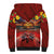 Hawaiian Turtle Love Couple Sherpa Hoodie Ocean Serenade - Honu Honi Ihu with Hibiscus and Romantic Sunset Red Color